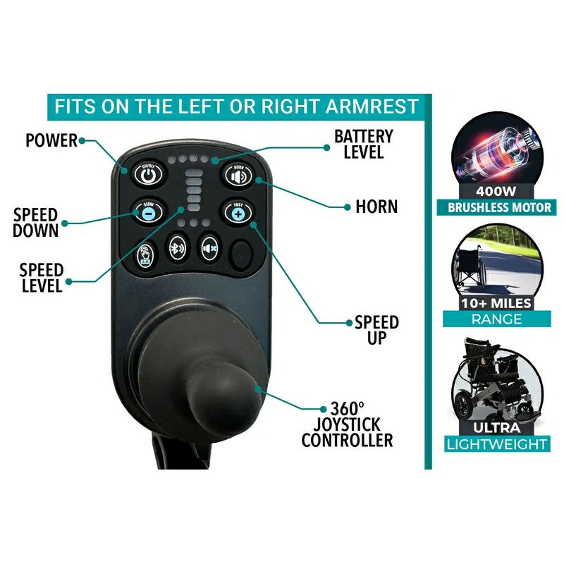 X-lite Ultra Lightweight Foldable Electric Wheelchair joystick controller