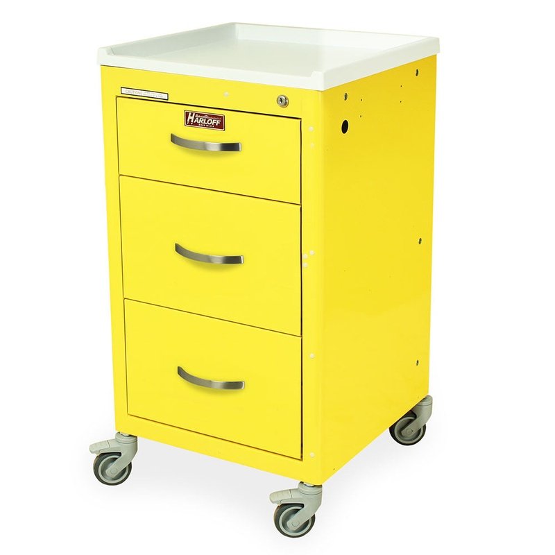 Harloff M3DS1824K03 M-Series Short Isolation Mini Cart, Three Drawers, Key Lock, (Mini Line)