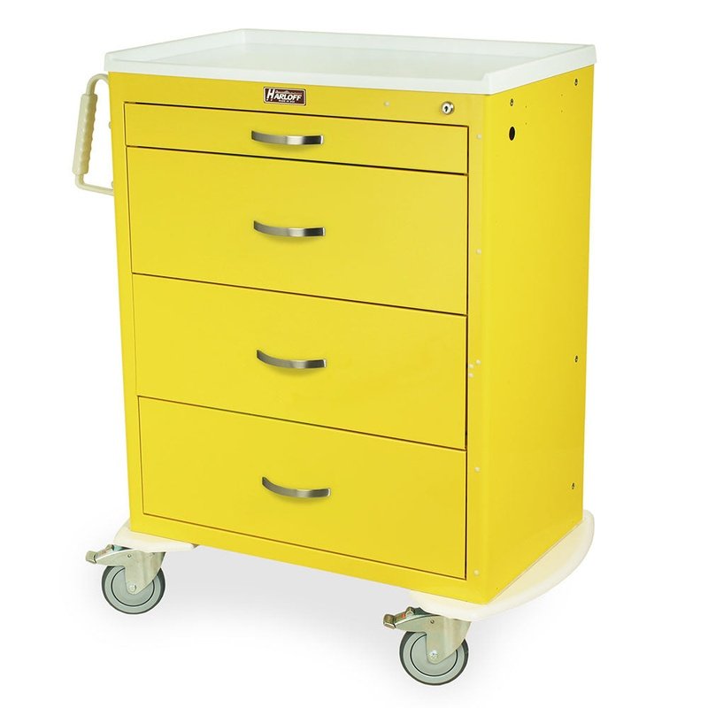 Harloff MDS3030K04 M-Series Tall Isolation Cart, Standard Width, Four Drawers, Standard Key Lock front view
