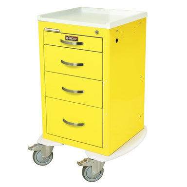 Harloff  MPA1824K04 A-Series Narrow Aluminum Key Lock Isolation Cart, Short Height, Four Drawers yellow
