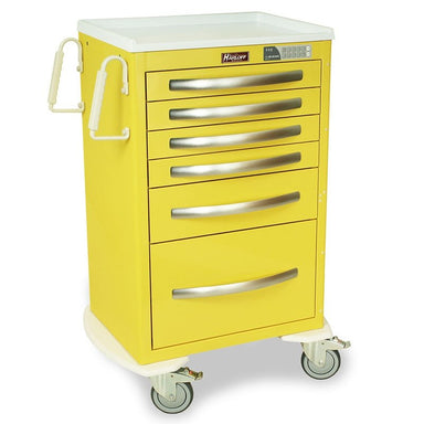 Harloff MPA2430EKC16 A-Series Lightweight Aluminum Isolation Cart, Tall Height, Medium Width, Six Drawers, Electronic Keypad Lock left yellow