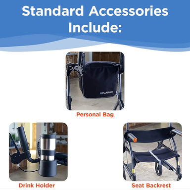 Up Walker EZ Lite  Accessories for (backrest, cup holder, Personal bag)