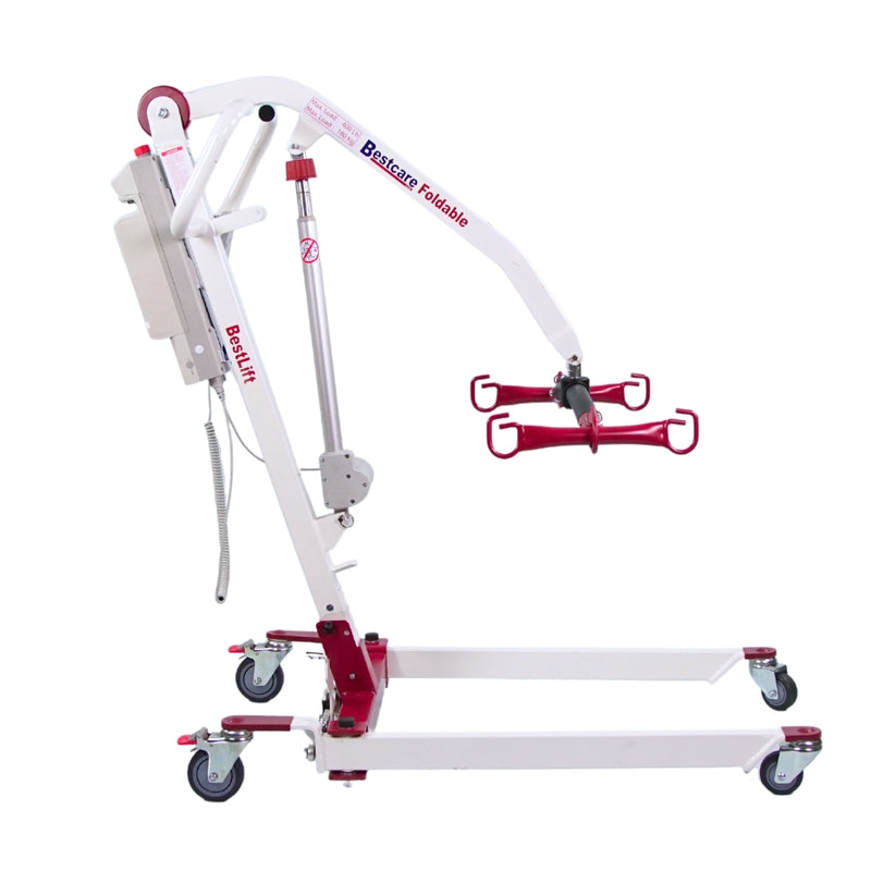 Bestcare PL400EF foldable portable transportable electric mobile lift side view in new condition