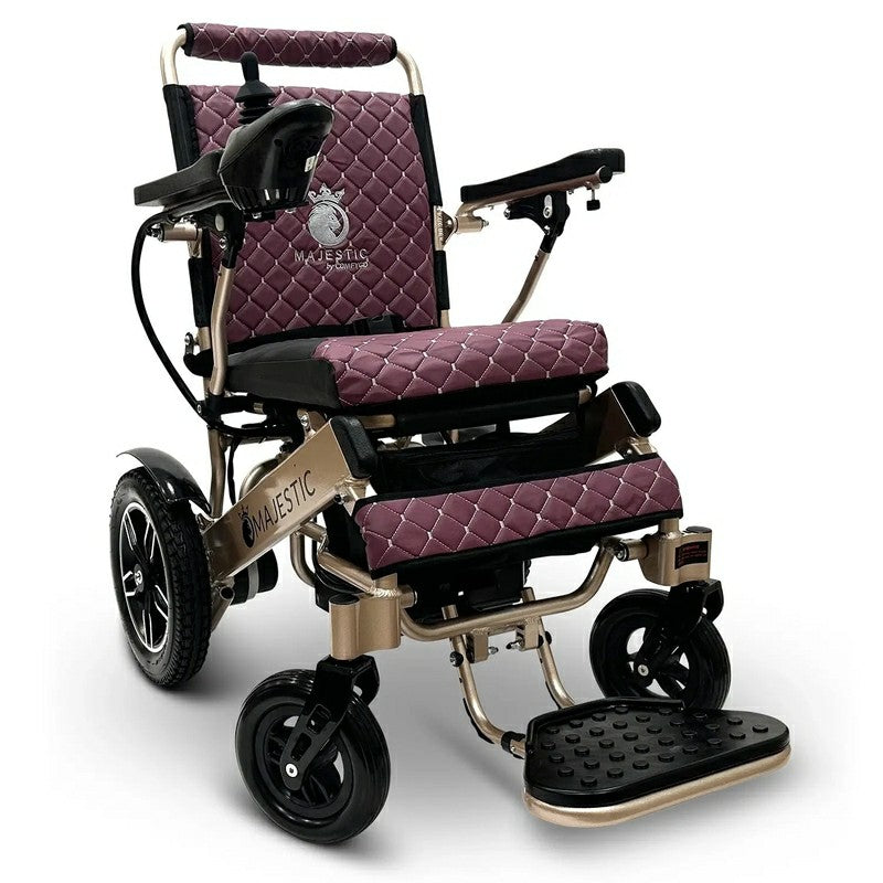 IQ-8000 Remote Controlled Lightweight Electric Wheelchair golden frame purple cushion