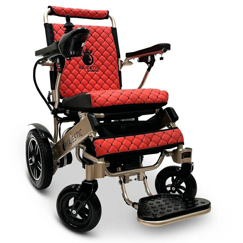 IQ-8000 Remote Controlled Lightweight Electric Wheelchair golden frame red cushion