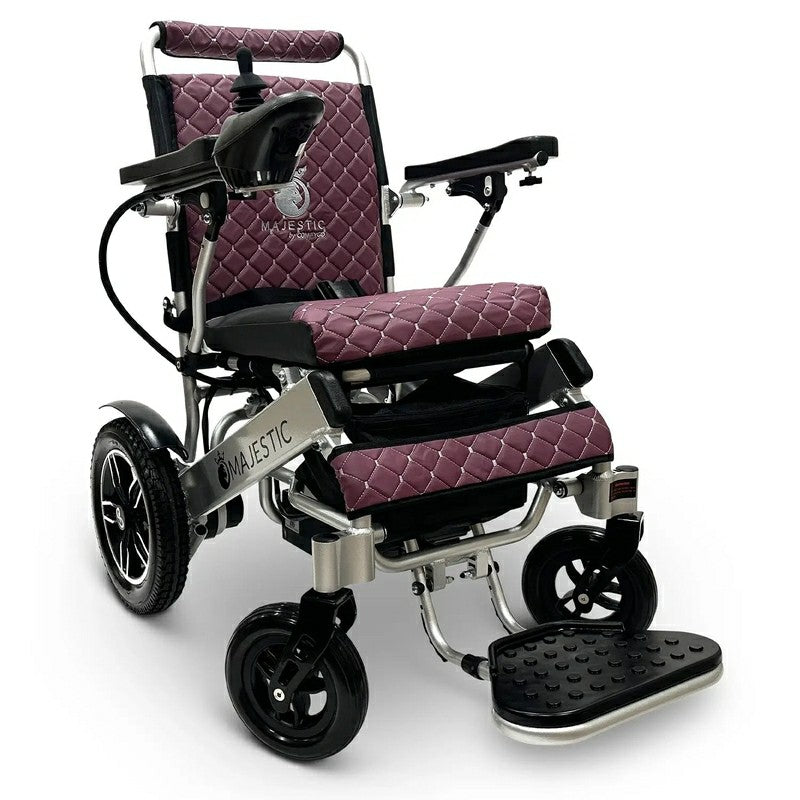 IQ-8000 Remote Controlled Lightweight Electric Wheelchair silver frame purple cushion
