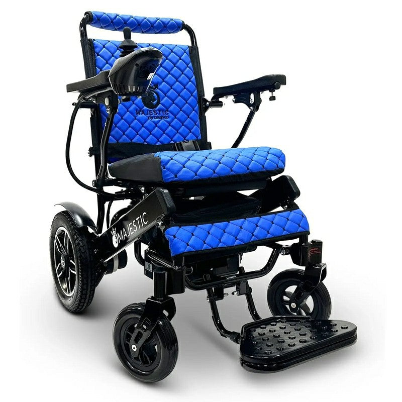 IQ-8000 Remote Controlled Lightweight Electric Wheelchair black frame blue cushion