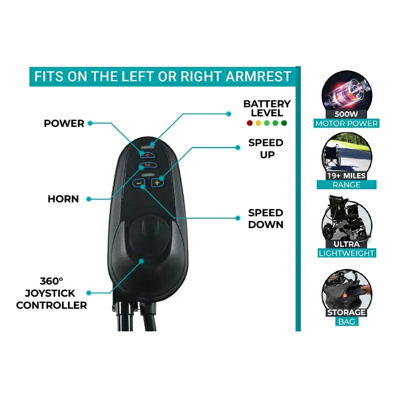 IQ-8000 Remote Controlled Lightweight Electric Wheelchair joystick controller
