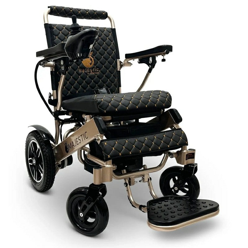 IQ-8000 Remote Controlled Lightweight Electric Wheelchair golden frame black cushion
