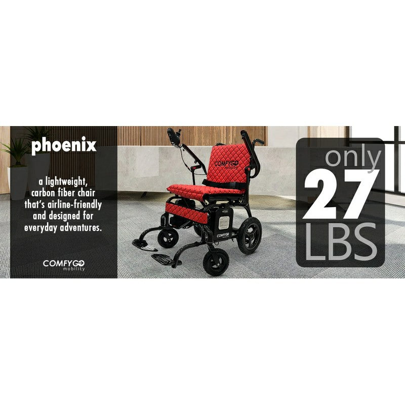 Phoenix Carbon Fiber Electric Wheelchair in red