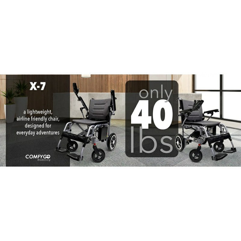 X-7 ComfyGO Lightweight Foldable Electric Wheelchair features