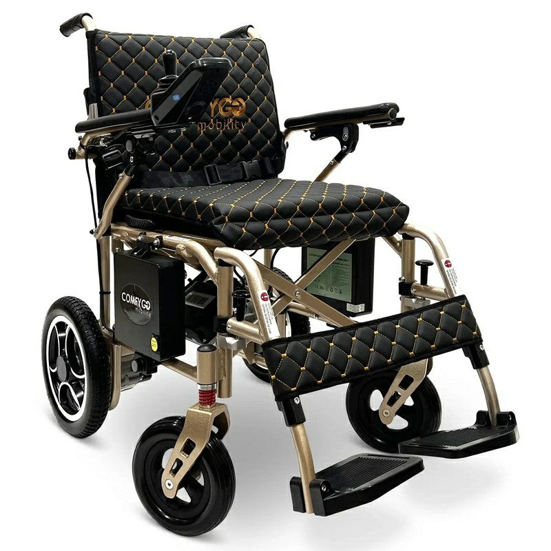 X-7 ComfyGO Lightweight Foldable Electric Wheelchair in black