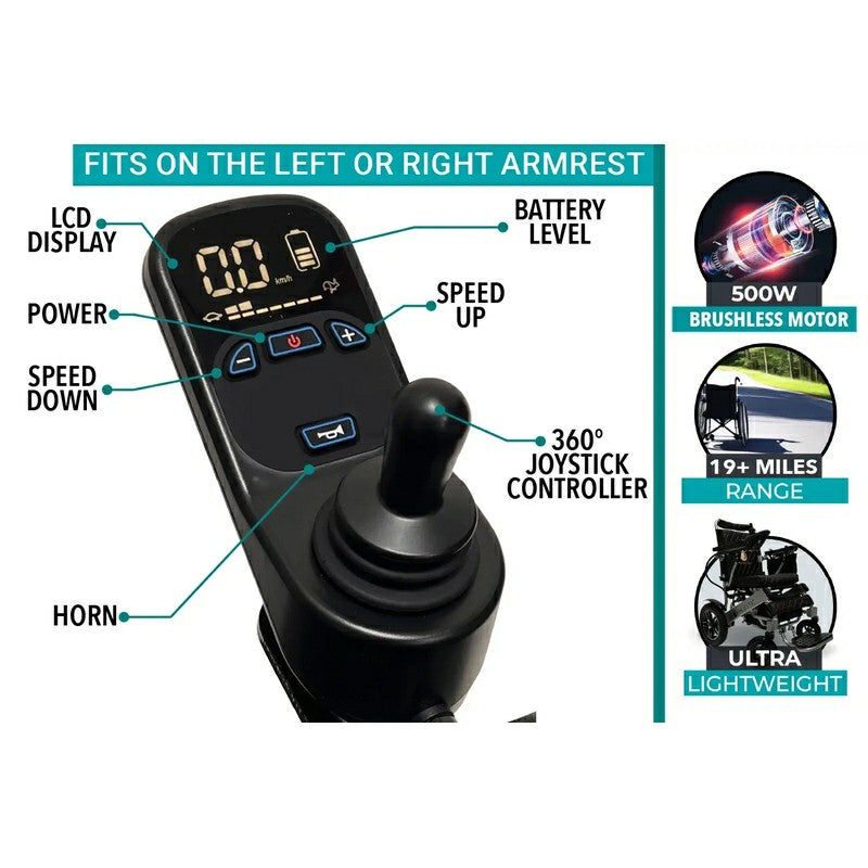 X-7 ComfyGO Lightweight Foldable Electric Wheelchair joystick