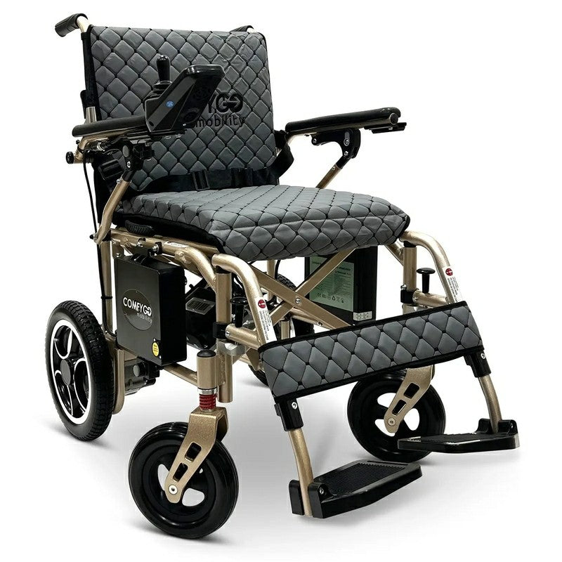 X-7 ComfyGO Lightweight Foldable Electric Wheelchair in gray