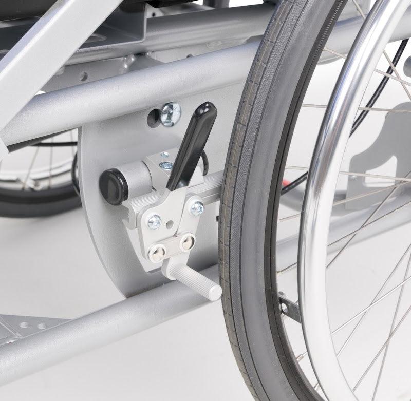 Close-up of Graham-Field PureTilt wheelchair brakes