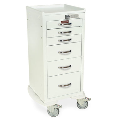 Harloff M-Series Tall Anesthesia Cart, Mini Width, Six Drawers, Electronic Keypad Lock 