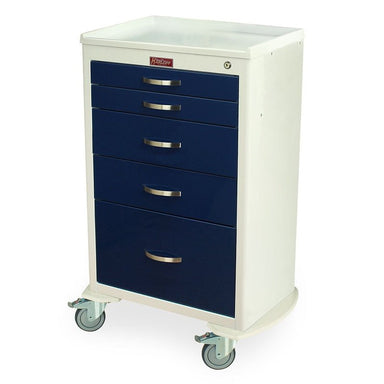 Harloff MDS2430K15 M-Series Tall Anesthesia Cart, Medium Width, Five Drawers, Key Lock