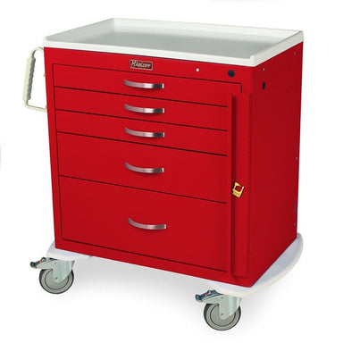 Harloff MDS3024B05 M-Series Short Emergency Crash Cart, Standard Width, Five Drawers, Breakaway Lock front