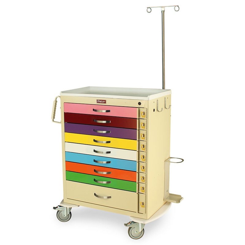 Harloff MDS3030B09PED-EMG M-Series Tall Medical Pediatric Emergency Cart front view