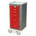 Harloff MPA1830B06 A-Series Aluminum Narrow Breakaway Crash Cart, Tall Height, Six Drawers, Breakaway Lock red
