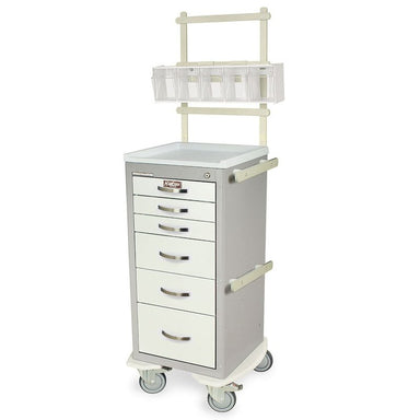 Harloff MPA1830K06-MD18-ANS A-Series Light Narrow Anesthesia Cart with MD18-ANS Accessories Package, Tall Height, Six Drawers, Key Lock