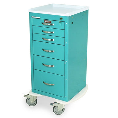Harloff MPA1830K06 A-Series Narrow Lightweight Six Drawer Anesthesia Cart, Tall Height, Key Lock
