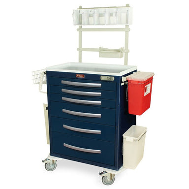 Harloff MPA3030E06-MD30-ANS3 A-Series Lightweight Anesthesia Cart with Accessories Package, Tall, Standard Width, Six Drawers, E-Lock