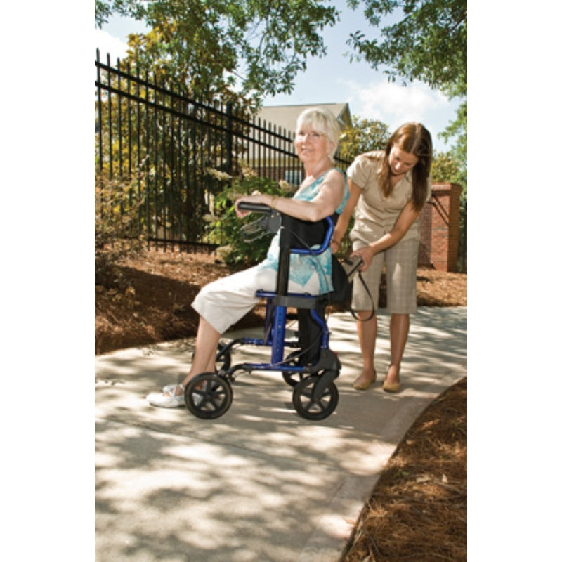 Hybrid LX rollator transport chair rear view in new condition