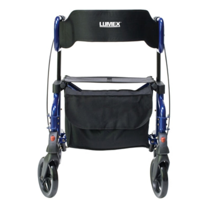 Hybrid LX rollator transport chair in blue front view in new condition