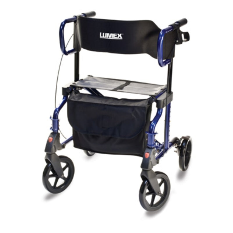 Hybrid LX rollator transport chair in blue front view in new condition