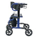 Hybrid LX rollator transport chair in blue side view in new condition