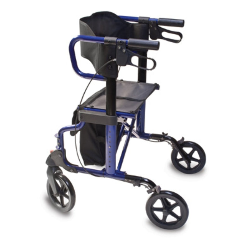 Hybrid LX rollator transport chair in blue side view in new condition