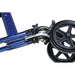 Hybrid LX rollator transport chair in blue showing folding mechanism and rear wheels in new condition