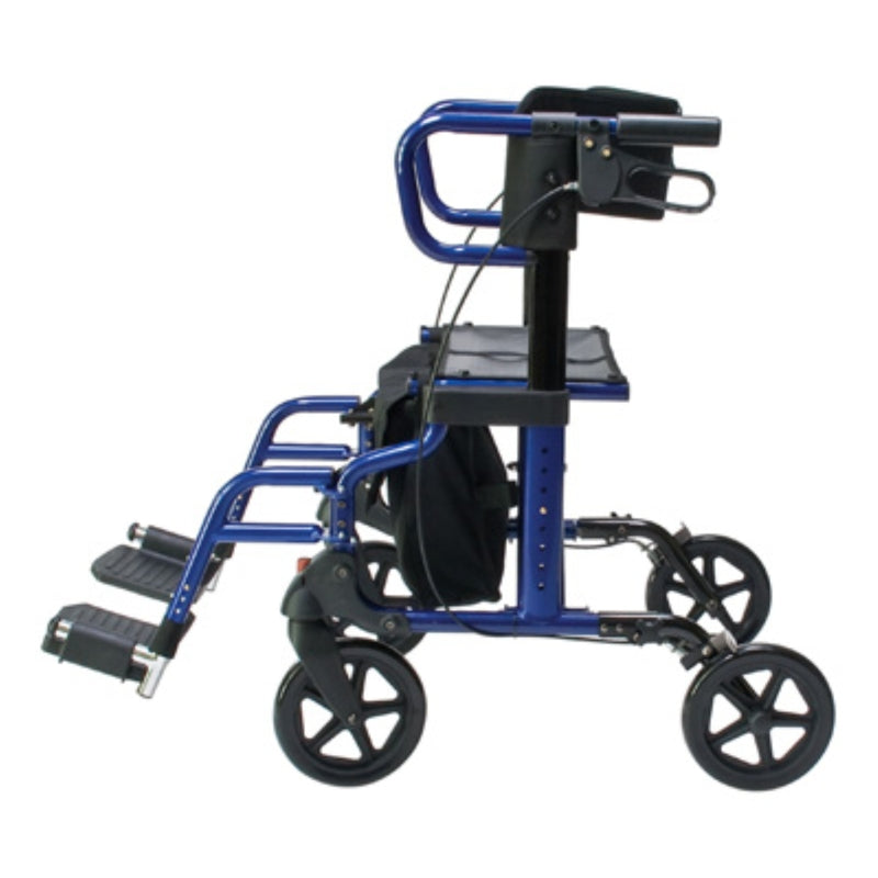 Hybrid LX rollator transport chair in blue transport chair configuration in new condition