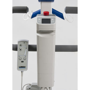 Pro battery-powered floor lift in compact folded position with lift arm lowered in new condition