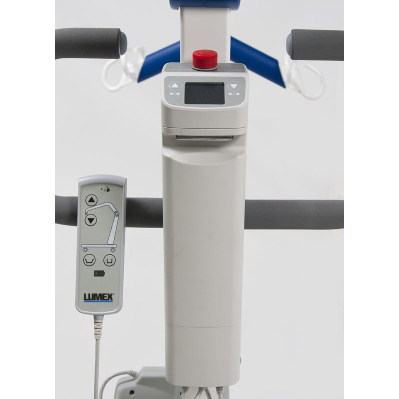 Pro battery-powered floor lift in compact folded position with lift arm lowered in new condition
