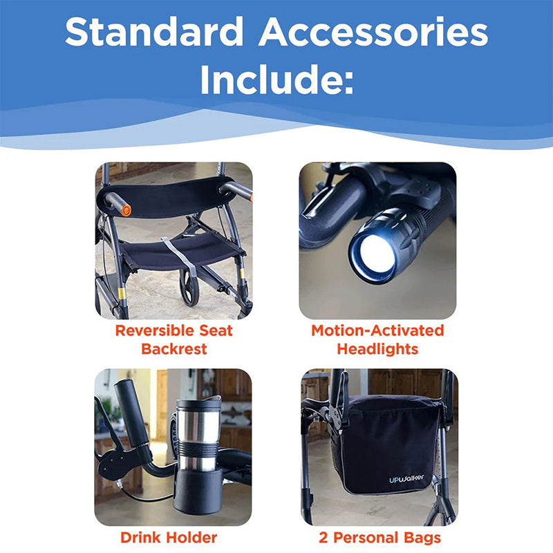 Upwalker Premium Lite i200 (Accessories Reversible Seat Backrest, Light, drink holder, 2 Personal bags)