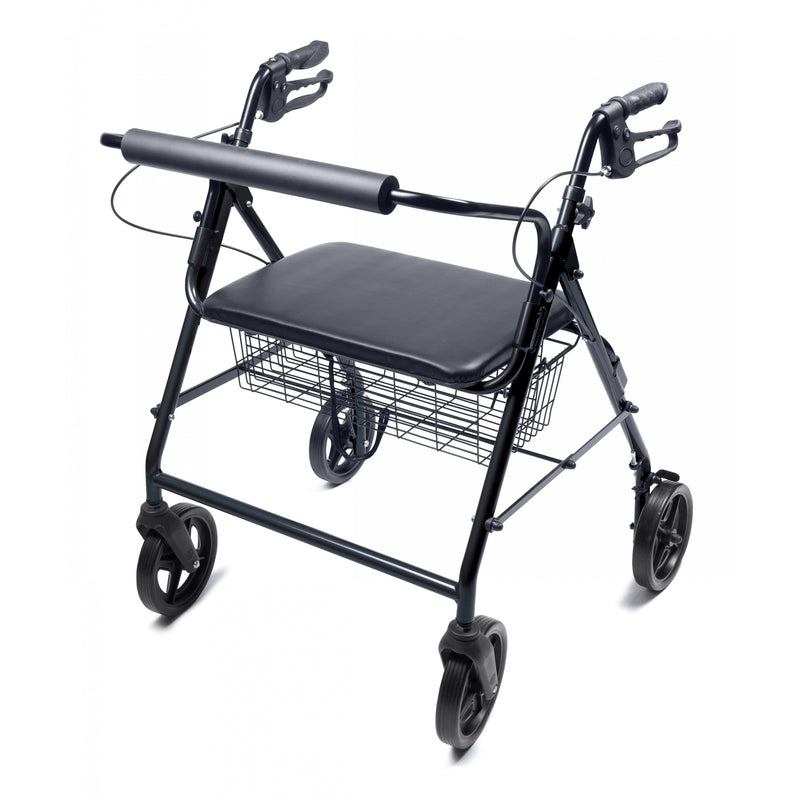 Walkabout four-wheel Imperial rollator in black front view in new condition