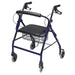 Walkabout wide four-wheel rollator in royal blue finish in new condition