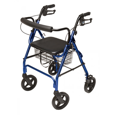 Walkabout four-wheel ConTour Deluxe rollator in blue finish in new condition