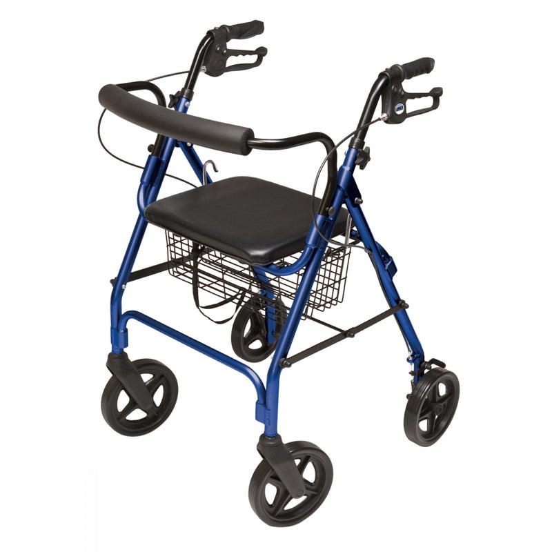 Walkabout four-wheel ConTour Deluxe rollator in blue finish in new condition
